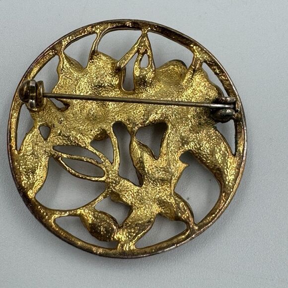 Soft Pastel Enamel Flower Gold tone Brooch Pin - Picture 2 of 2